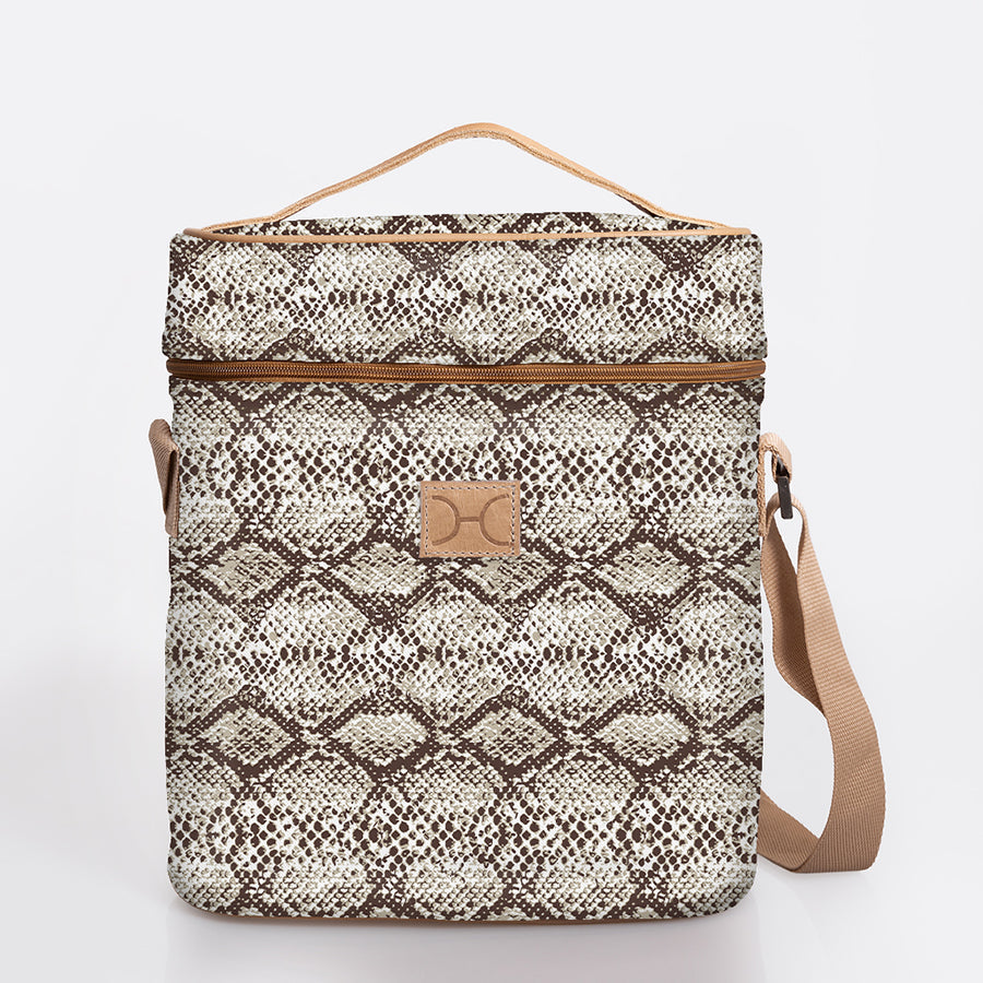 Wine Cooler Jumbo | Laminated Fabric with Genuine Leather Beverage Cooler Fabric Bag by Thandana