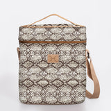 Wine Cooler Jumbo | Laminated Fabric with Genuine Leather Beverage Cooler Fabric Bag by Thandana