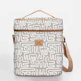 Wine Cooler Jumbo | Laminated Fabric with Genuine Leather Geo - Moonstruck / Chunky Zip Beverage Cooler Fabric Bag