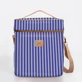 Wine Cooler Jumbo | Laminated Fabric with Genuine Leather Linear - Jet / Chunky Zip Beverage Cooler Fabric Bag