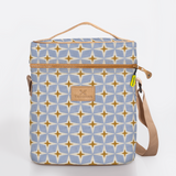 Wine Cooler Jumbo | Laminated Fabric with Genuine Leather Nova - Mist / Chunky Zip Beverage Cooler Fabric Bag