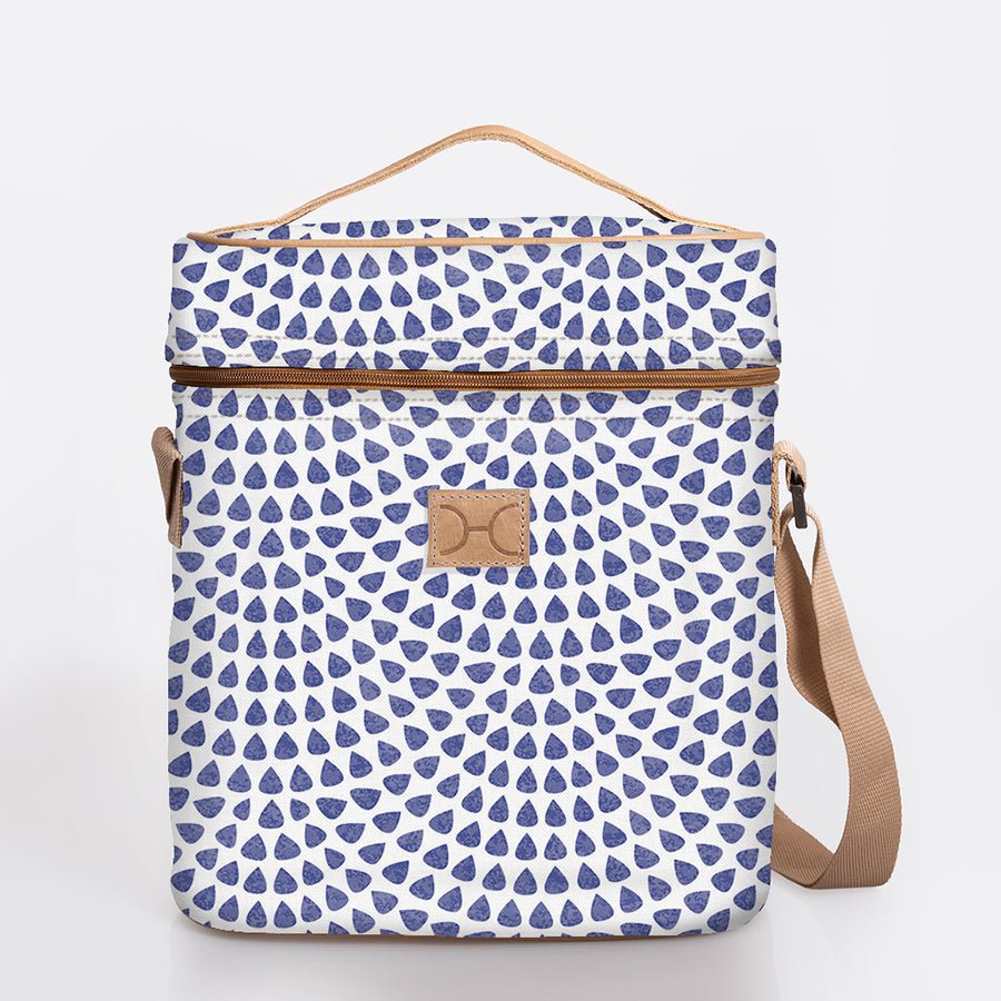 Wine Cooler Jumbo | Laminated Fabric with Genuine Leather Scale Away with me - Dazzling Blue / Chunky Zip Beverage