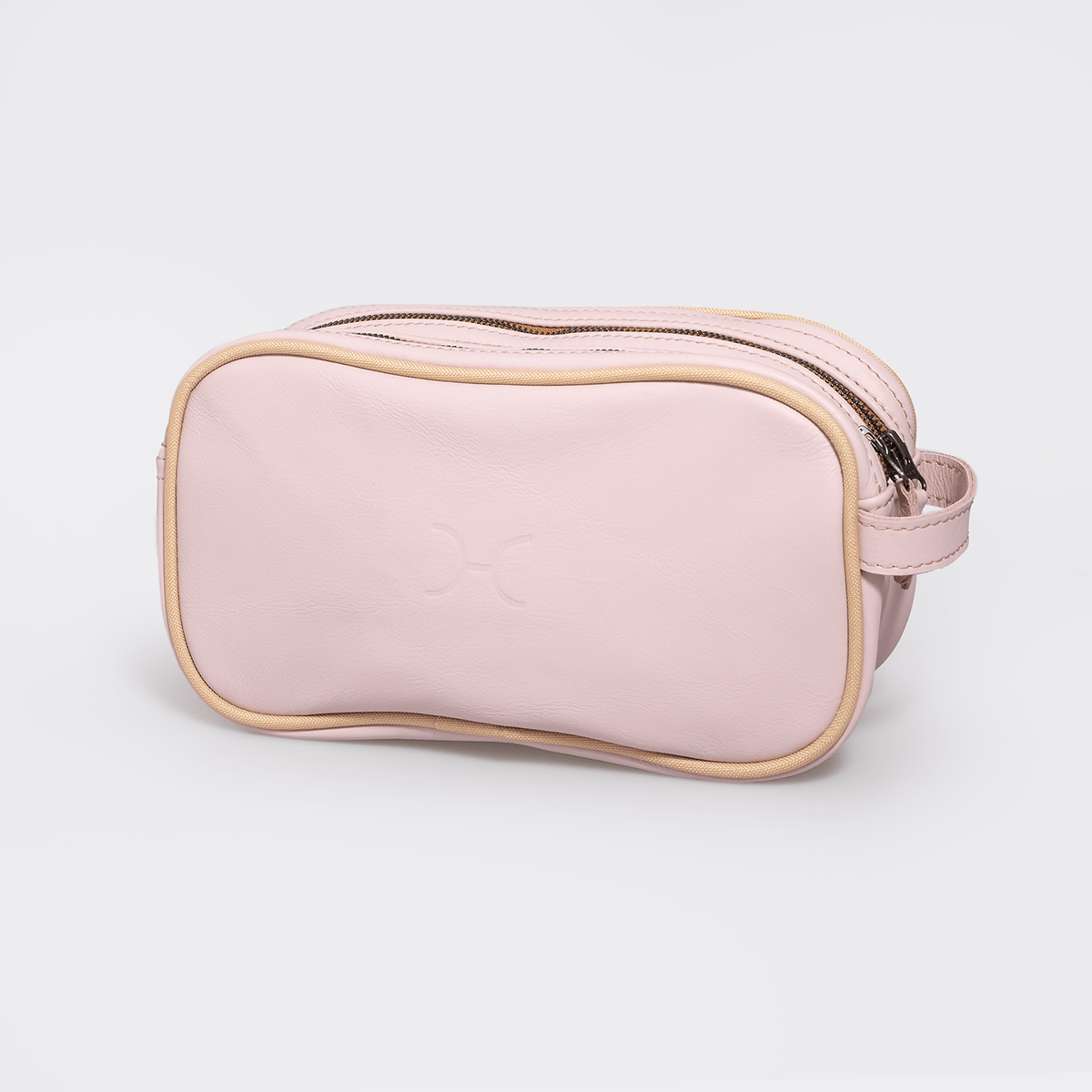 Women’s Double Zip Vanity | Genuine Leather Blush Leather / Gunmetal (default) Vanity Bag by Thandana