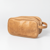 Women’s Double Zip Vanity | Genuine Leather Hazelnut Leather / Gunmetal (default) Vanity Bag by Thandana