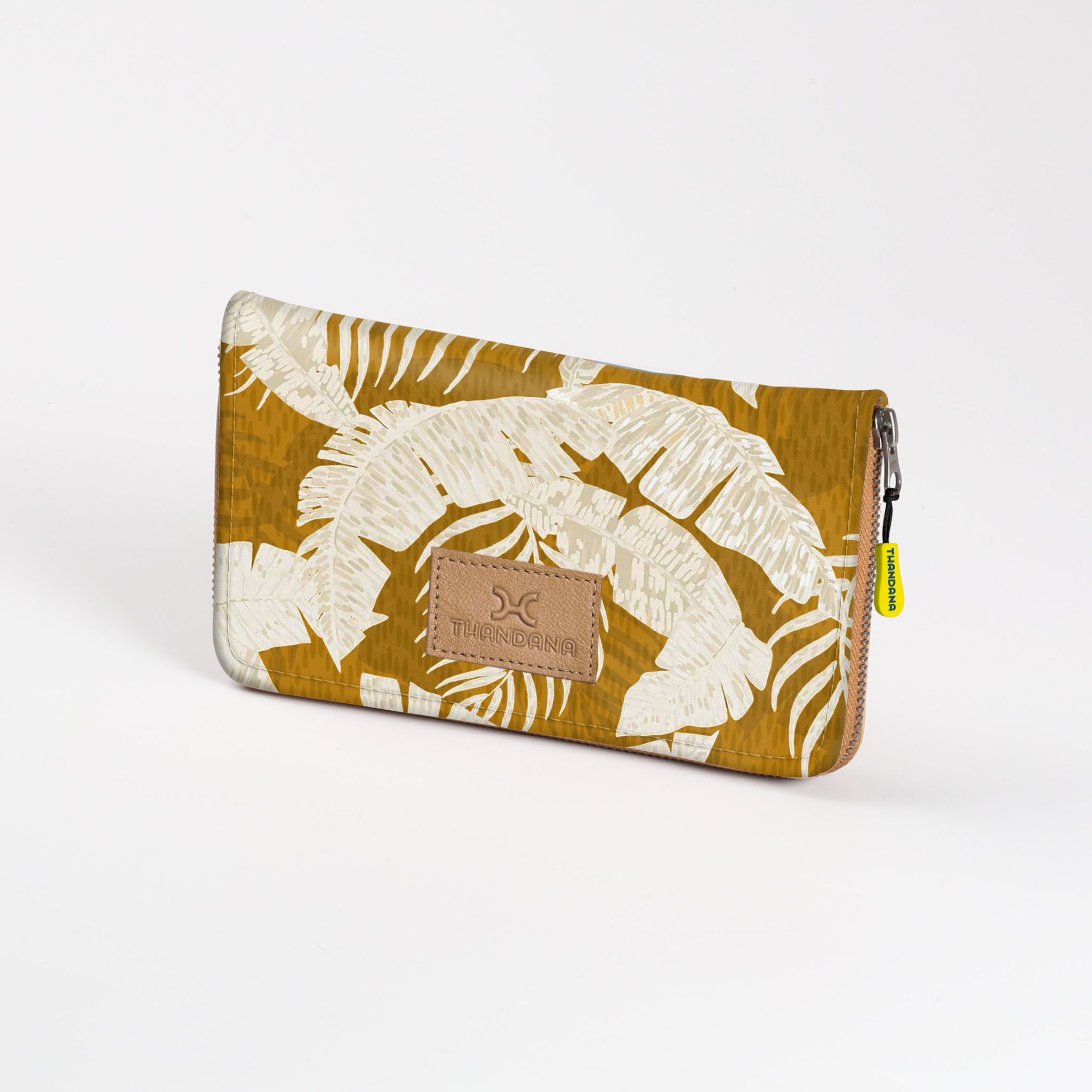 Women’s Large Purse| Laminated Fabric with Genuine Leather Fauna - Earth / Chunky Zip Ladies Large Wallet Fabric