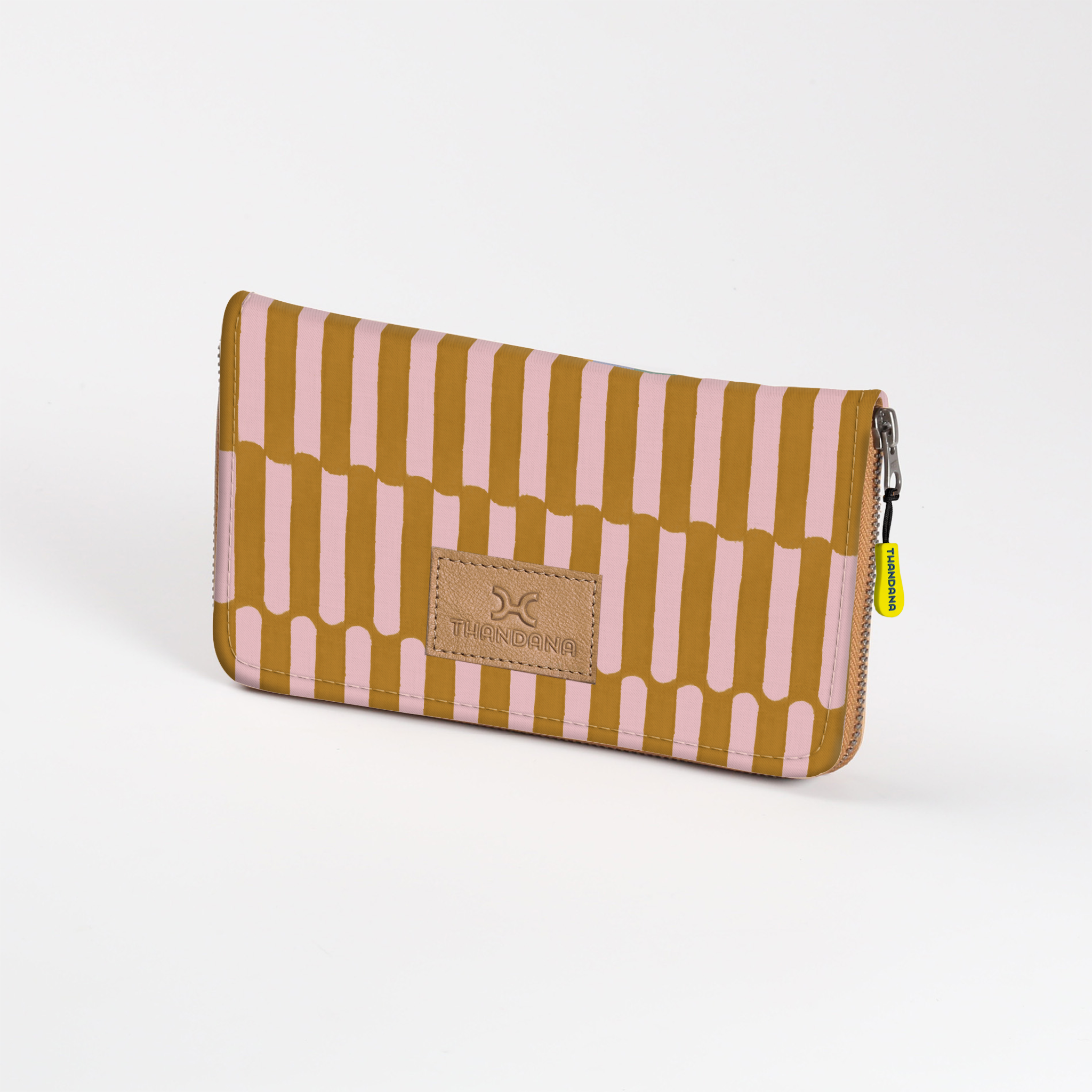 Women’s Large Purse| Laminated Fabric with Genuine Leather Indie - Sunset / Chunky Zip Ladies Large Wallet Fabric