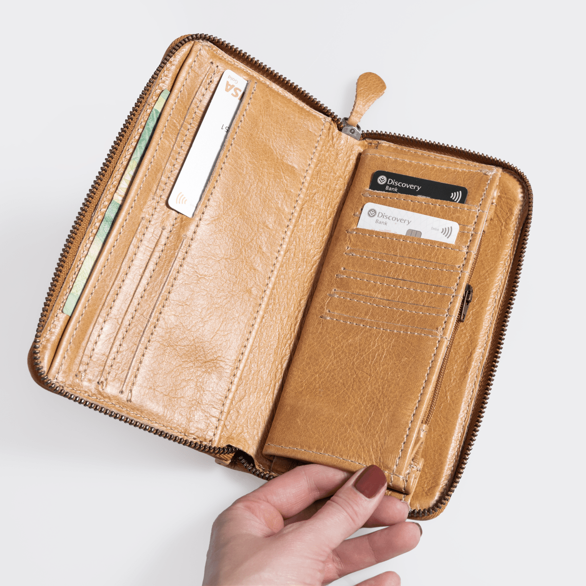 Women’s Large Purse| Laminated Fabric with Genuine Leather Ladies Large Wallet Fabric by Thandana