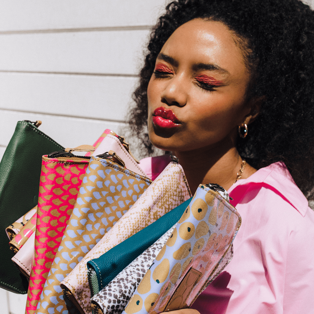 Women’s Large Purse| Laminated Fabric with Genuine Leather Ladies Large Wallet Fabric by Thandana