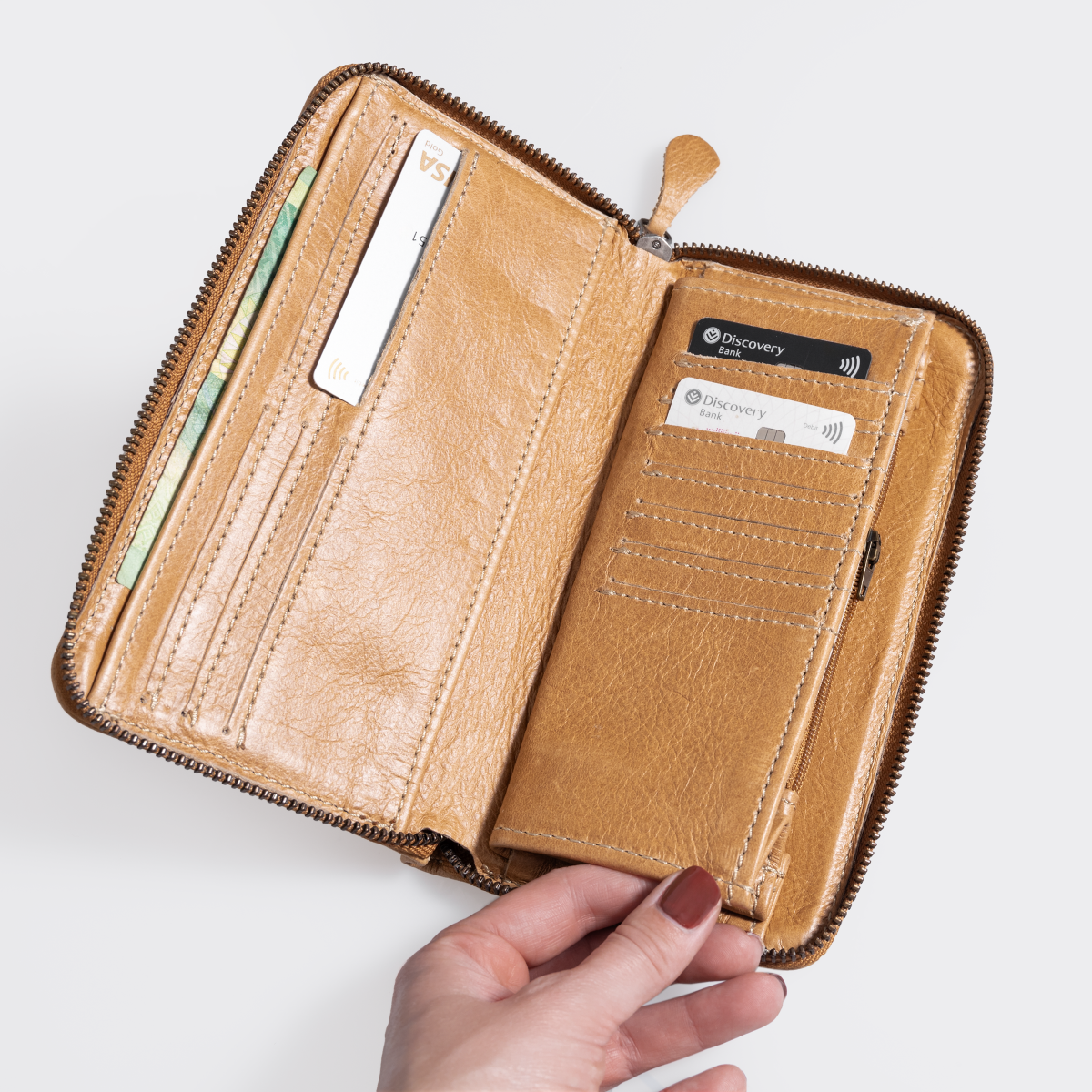 Women’s Large Purse| Laminated Fabric with Genuine Leather Ladies Large Wallet Fabric by Thandana