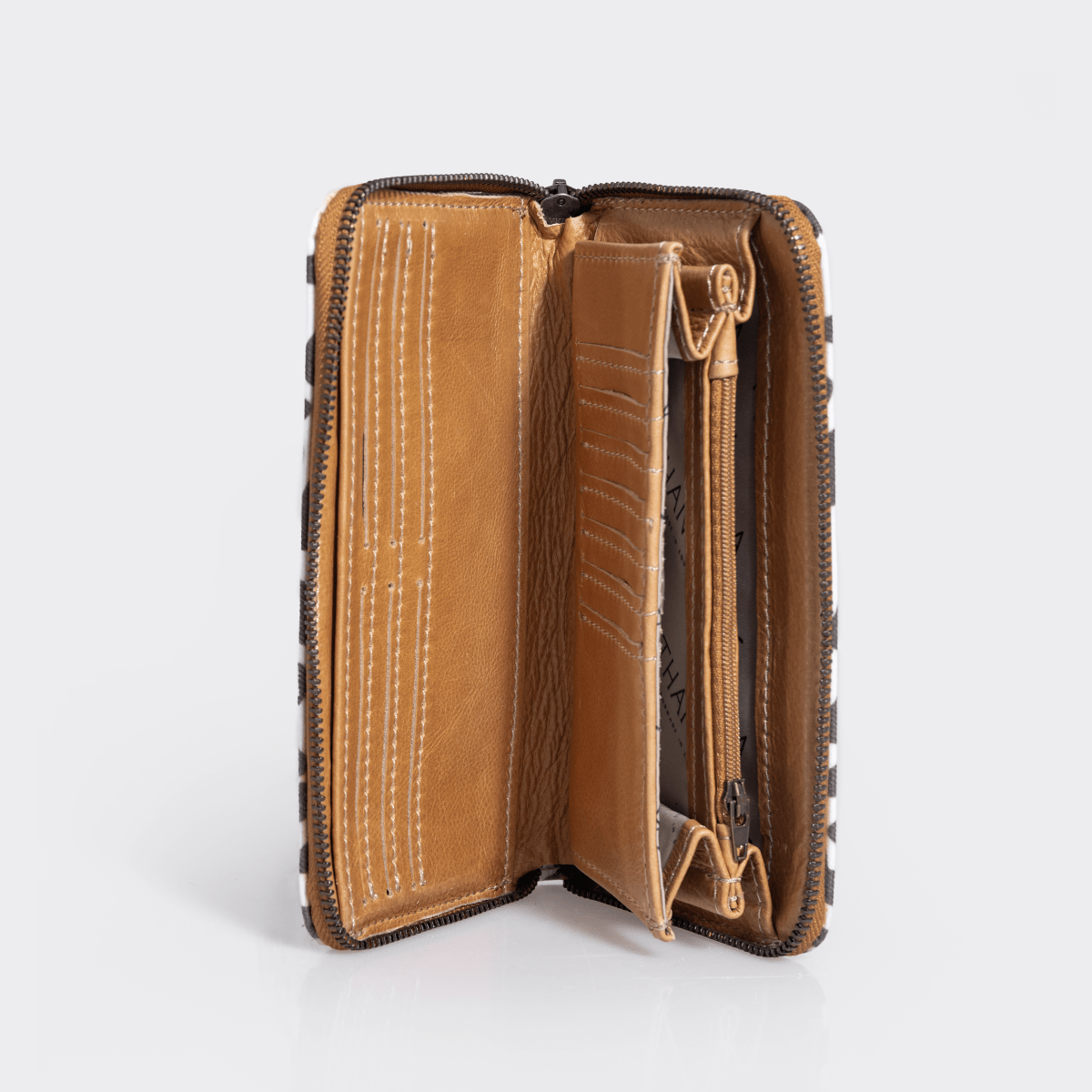 Women’s Large Purse| Laminated Fabric with Genuine Leather Ladies Large Wallet Fabric by Thandana