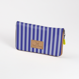 Women’s Large Purse| Laminated Fabric with Genuine Leather Linear - Jet / Chunky Zip Ladies Large Wallet Fabric