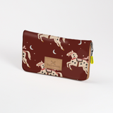 Women’s Large Purse| Laminated Fabric with Genuine Leather Midnight Pony - Cherry / Chunky Zip Ladies Large Wallet