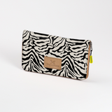 Women’s Large Purse| Laminated Fabric with Genuine Leather Nomad Stripe - Pitch / Chunky Zip Ladies Large Wallet Fabric
