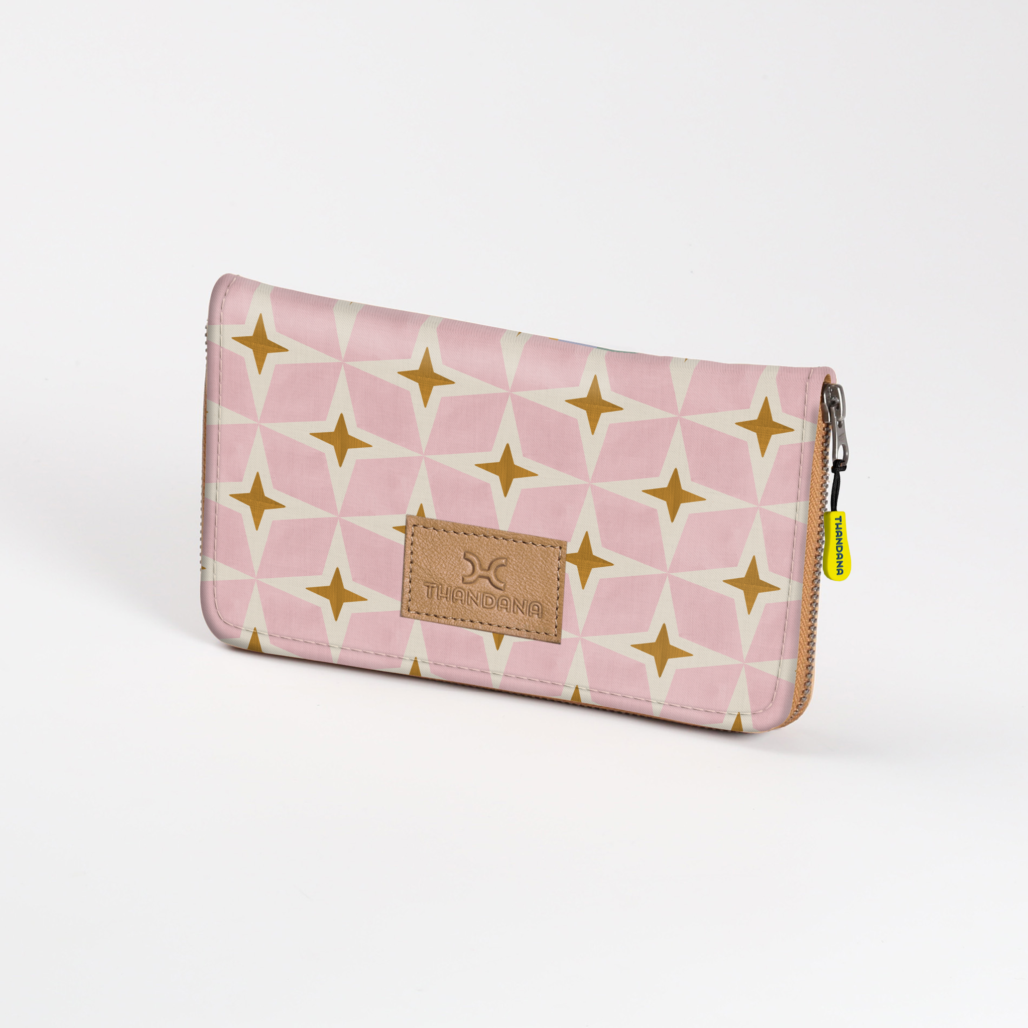 Women’s Large Purse| Laminated Fabric with Genuine Leather Nova - Blush / Chunky Zip Ladies Large Wallet Fabric