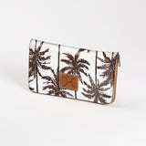 Women’s Large Purse| Laminated Fabric with Genuine Leather Palm - Neutral / Chunky Zip Ladies Large Wallet Fabric