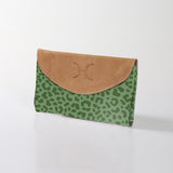 Women’s Purse | Laminated Fabric with Genuine Leather Cheetah - Olive Ladies Wallet by Thandana