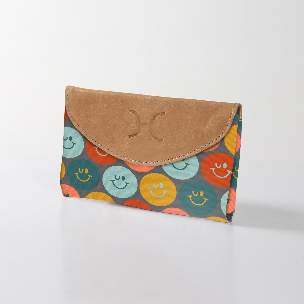 Women’s Purse | Laminated Fabric with Genuine Leather Smiley - Jet Ladies Wallet by Thandana