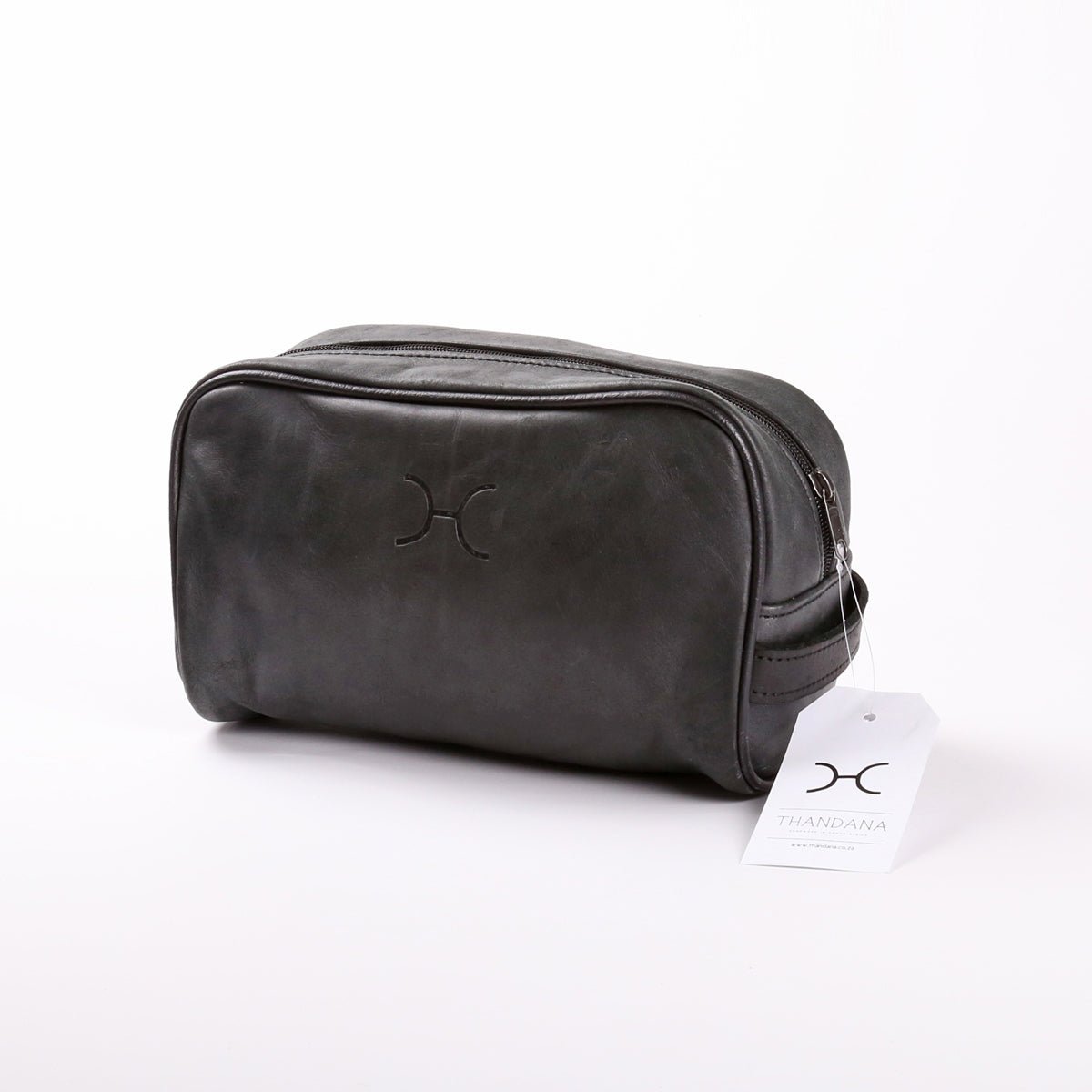 Women’s Single Zip Vanity | Genuine Leather Black Leather Vanity Bag by Thandana