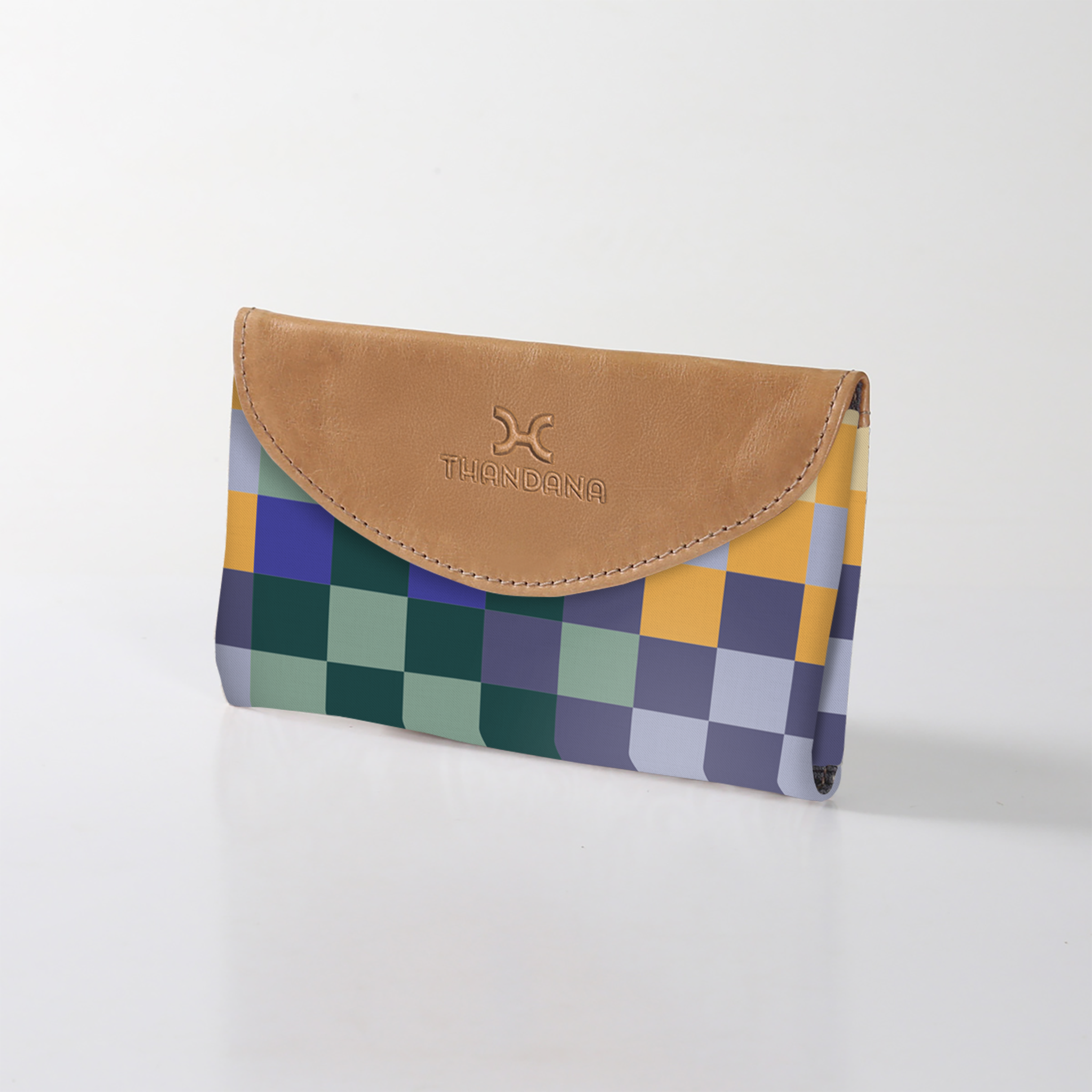 Women’s Wallet | Laminated Fabric with Genuine Leather Checker - Jet Ladies Wallet by Thandana