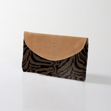 Women’s Wallet | Laminated Fabric with Genuine Leather Nomad Stripe - Coffee Ladies Wallet by Thandana