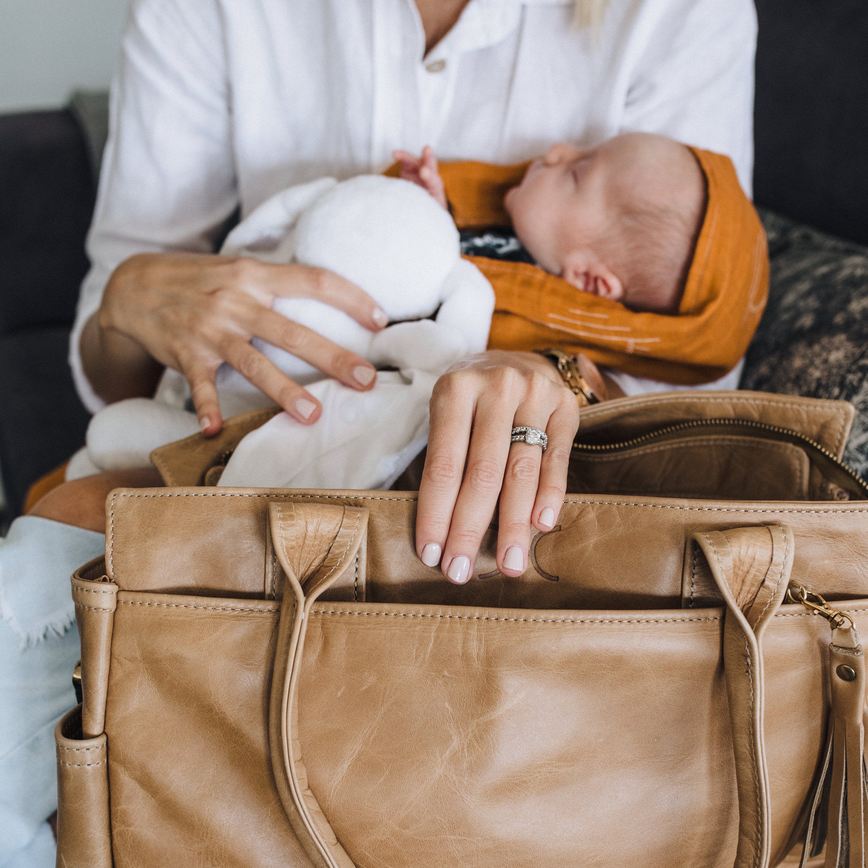 Noa Baby Changing Bag | Print Faux Fur Genuine Leather