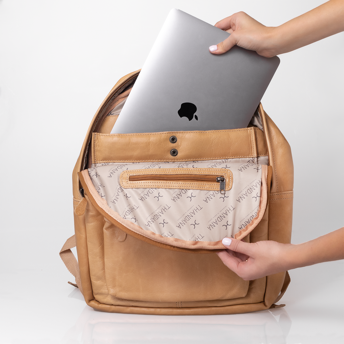 Laptop 15 Leather Backpack Aqua Leather