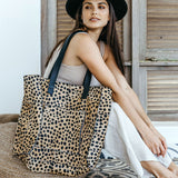 Tote Handbag | Faux Fur Print Genuine Leather
