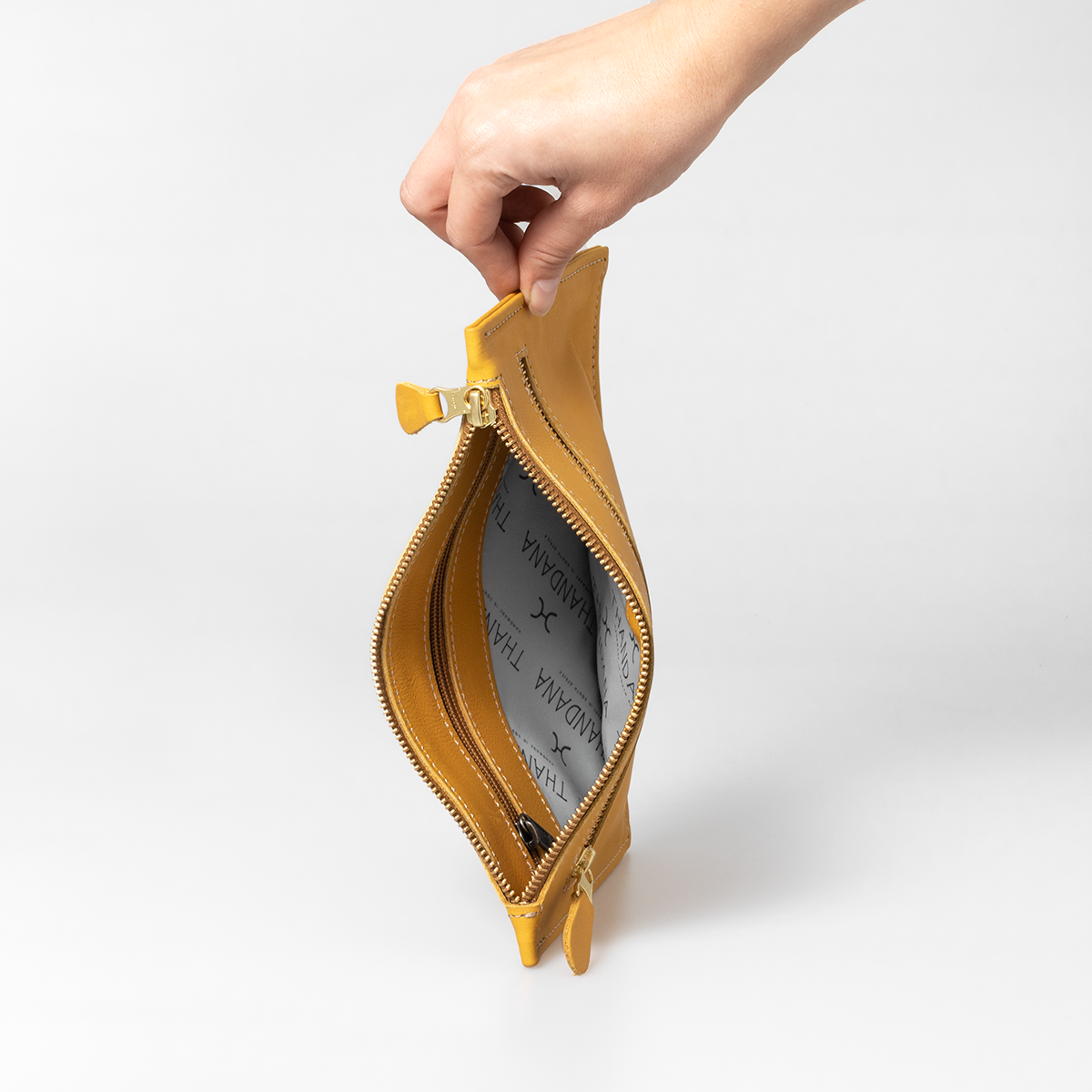Double Zip Pouch Purse | Leather