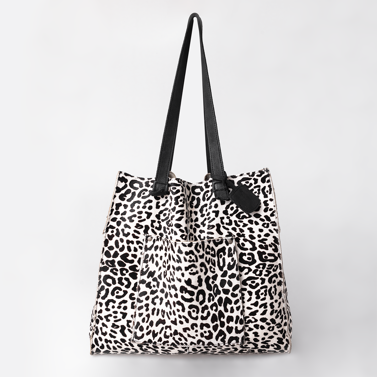 Tote Handbag | Faux Fur Print Genuine Leather