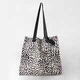 Tote Handbag | Faux Fur Print Genuine Leather