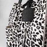 Tote Handbag | Faux Fur Print Genuine Leather